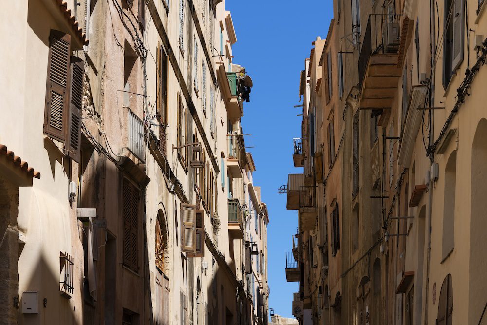 Typical street of Bonifacio, Corsica