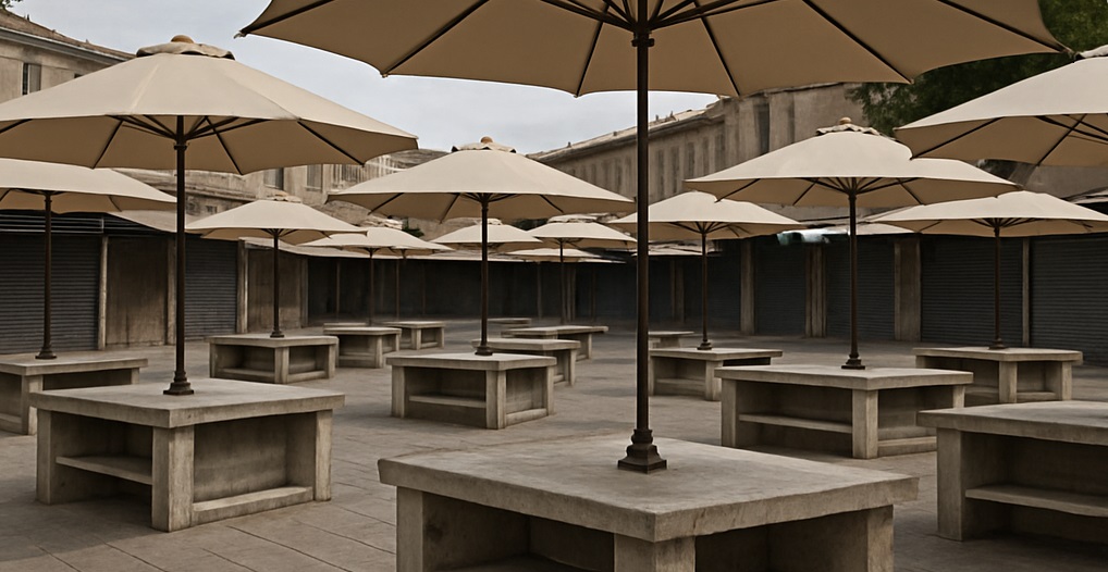 arbres arraches remplaces par parasols a chartres