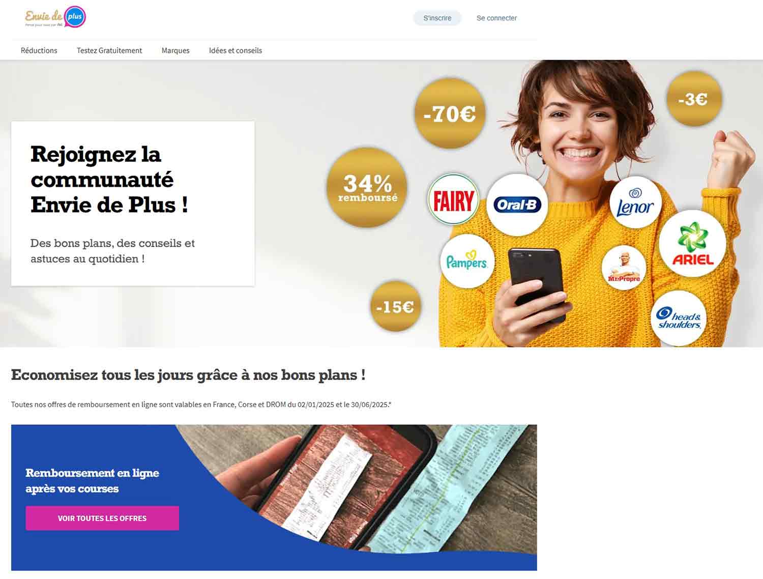 site web envie de plus bons de reduction remboursements