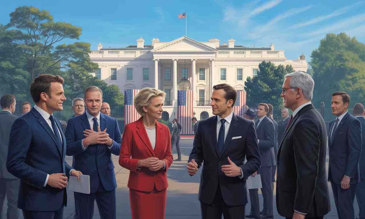 les principaux dirigeants européens, dont emmanuel macron, ursula von der leyen et friedrich merz, se réuniront à washington lundi pour une rencontre diplomatique clé avec le président ukrainien volodymyr zelensky. suivez les enjeux de cette visite pour l'avenir de l'europe et le soutien à l'ukraine.