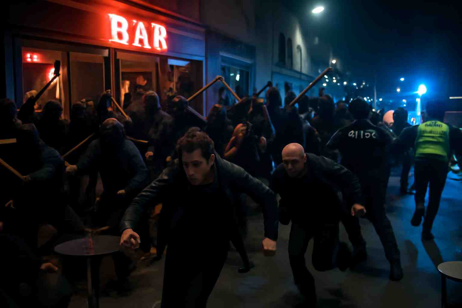 à brest, une vingtaine de personnes cagoulées et armées de battes de baseball ont attaqué des clients dans un bar, semant la panique. découvrez les détails de cet incident choquant survenu en centre-ville.