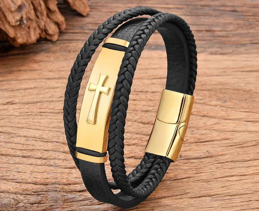 Bracelet cuir homme CROSS of VICTORY