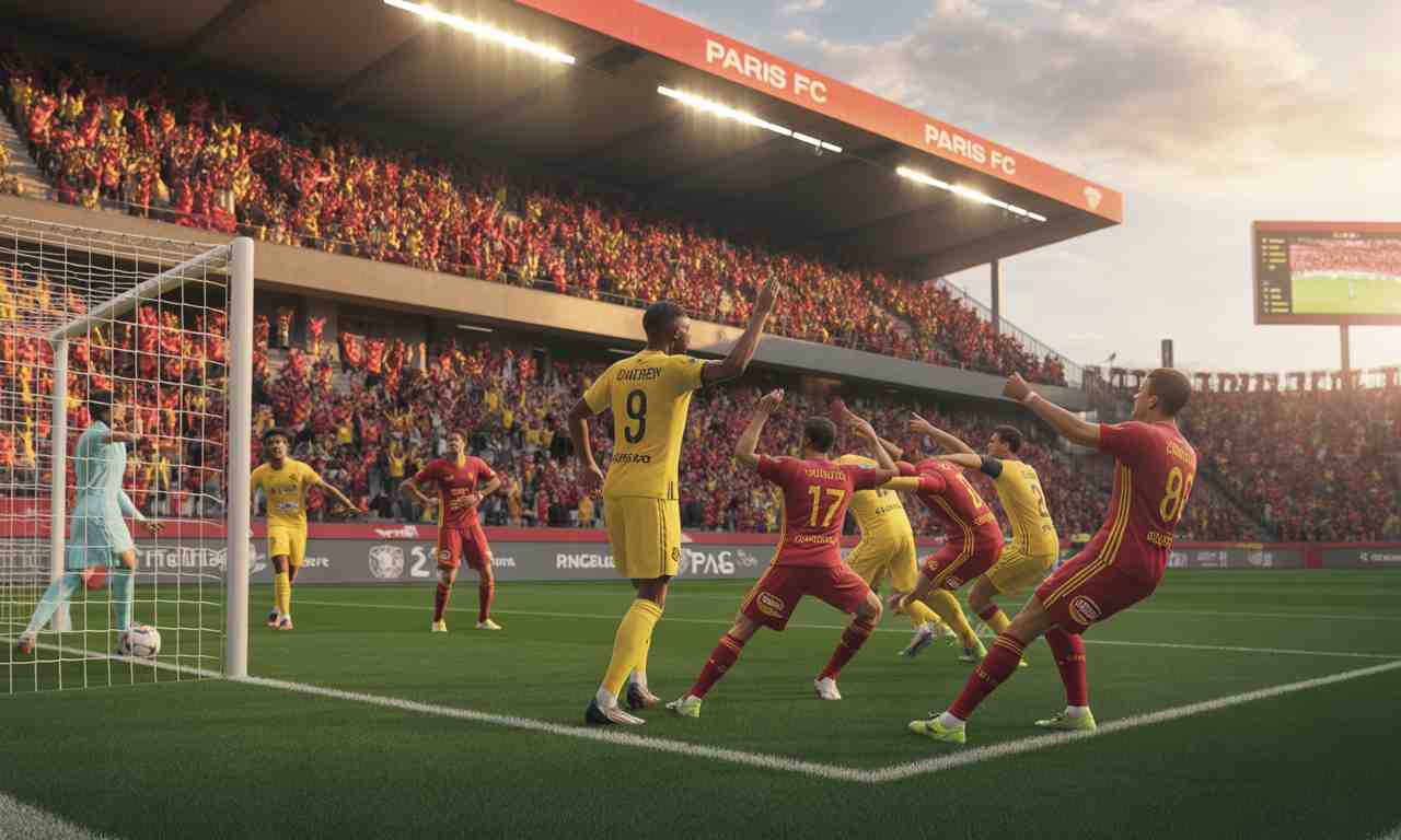 le rc lens signe une victoire importante contre le paris fc en ligue 1 et revient à seulement deux points du sommet du classement. découvrez le résumé et les temps forts du match décisif.