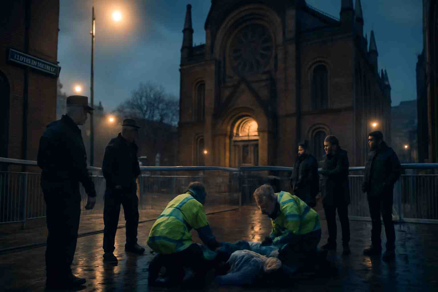 une attaque au couteau a eu lieu près d'une synagogue à manchester, faisant deux morts et trois blessés graves. les autorités britanniques enquêtent sur ce drame qui a bouleversé la communauté locale.