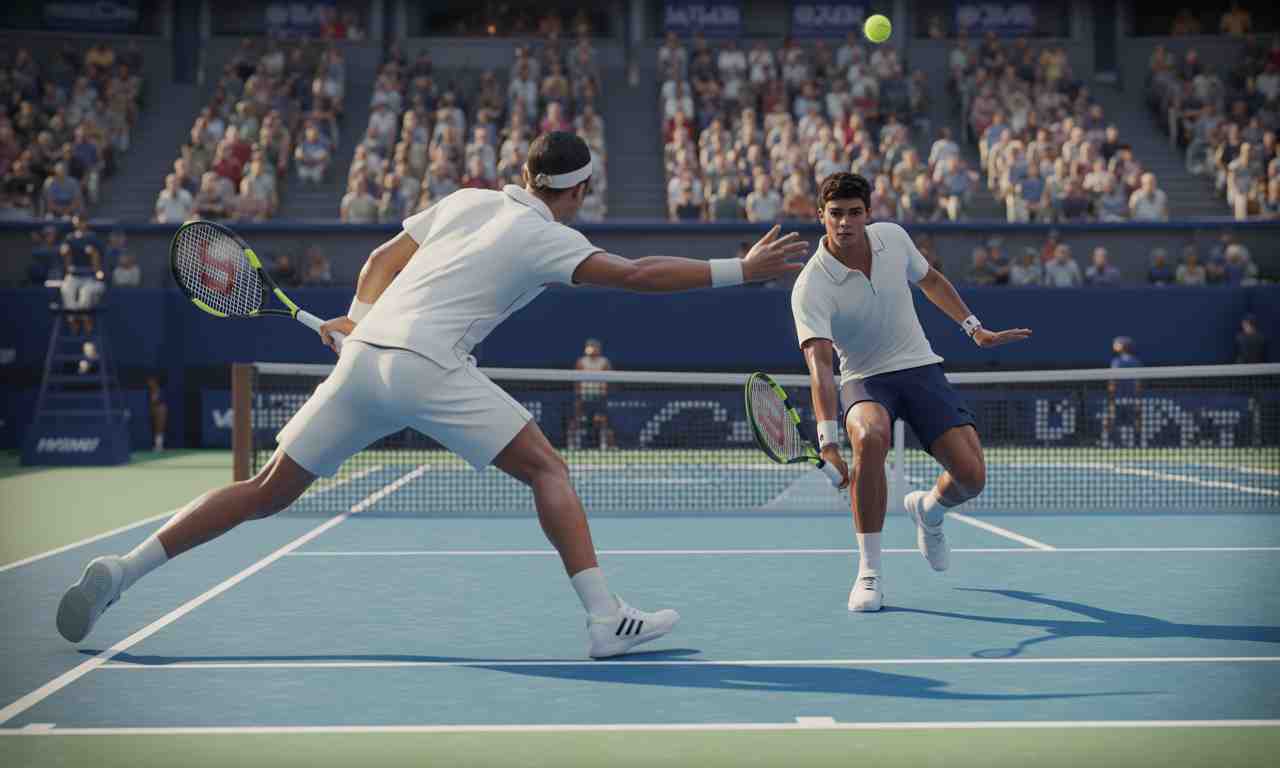 découvrez le début palpitant du match entre alcaraz et fritz, marqué par un tweener spectaculaire qui lance un duel intense et captivant dès les premiers échanges.