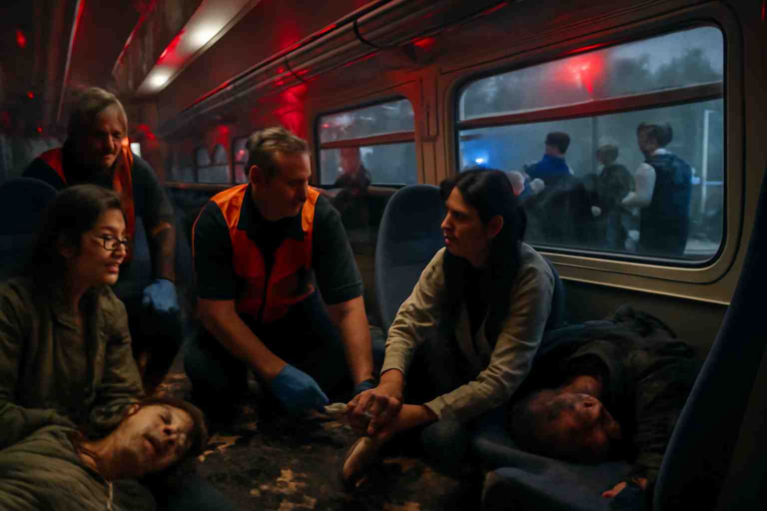 un grave incident s'est produit dans un train en angleterre : une attaque à l'arme blanche a fait dix blessés, dont neuf dans un état critique. deux suspects ont été arrêtés suite à cet événement tragique, suscitant une vive émotion dans le pays.