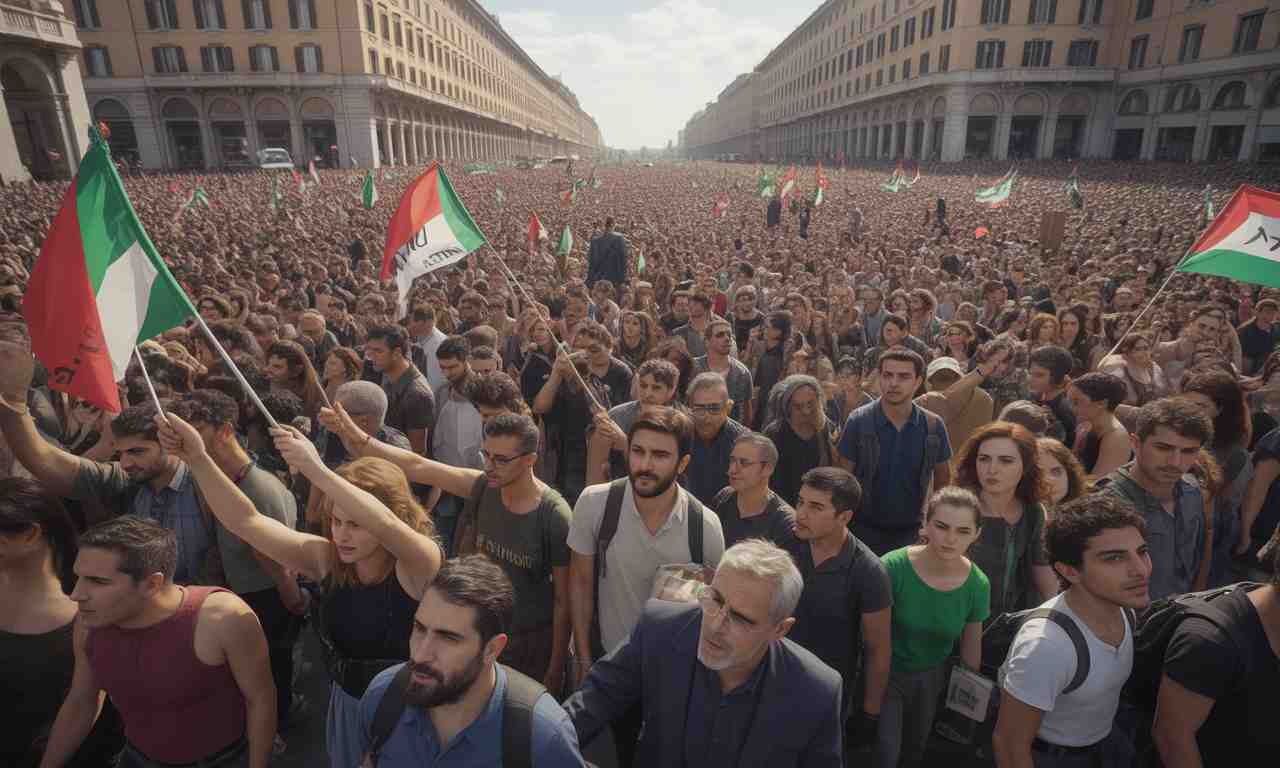 en italie, une mobilisation citoyenne sans précédent soutient gaza, défiant la position officielle du gouvernement et exprimant une solidarité forte et engagée.