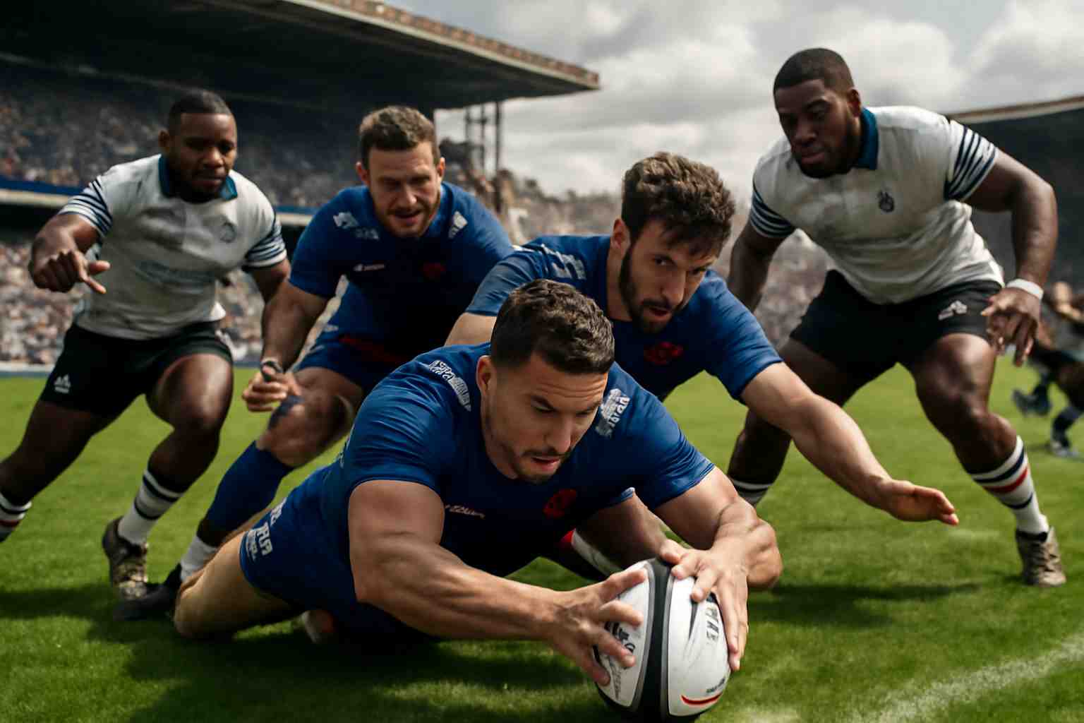 suivez en direct le match france vs fidji : les bleus marquent trois essais mais perdent en intensité. analyse, actions clés et commentaires live.