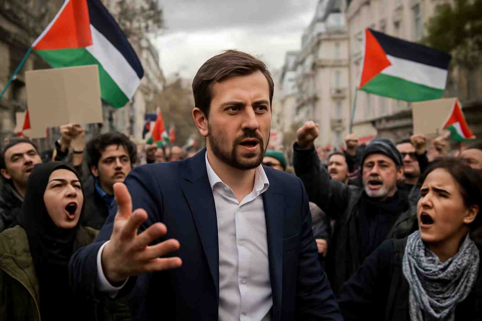 thomas portes (lfi) soutient les militants pro-palestiniens lors d'une manifestation agitée, dans un contexte de polémique sur l'antisémitisme, suscitant un vif débat.
