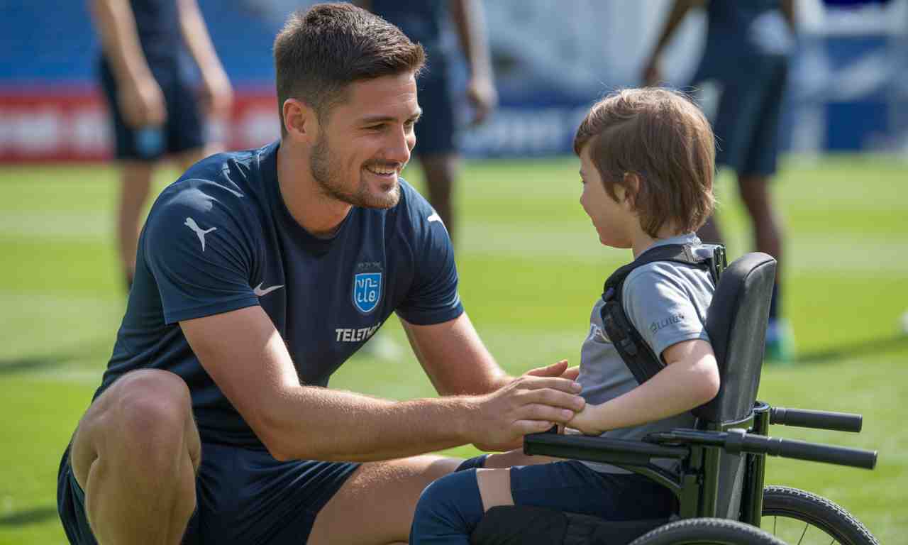 découvrez le moment d'exception où olivier giroud invite un enfant atteint de la myopathie d'ullrich à son entraînement dans le cadre du téléthon. une vidéo touchante qui met en lumière courage et solidarité.