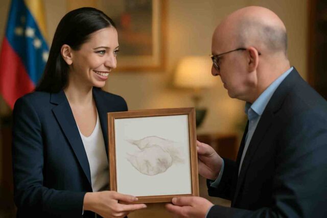 Le-dessin-de-Chaunu-un-cadeau-symbolique-offert-par-la-Venezuelienne-Maria-Corina-Machado-640x427 Apolline en péril : les révélations chocs de l'épisode de Plus belle la vie du 3 octobre 2025 !