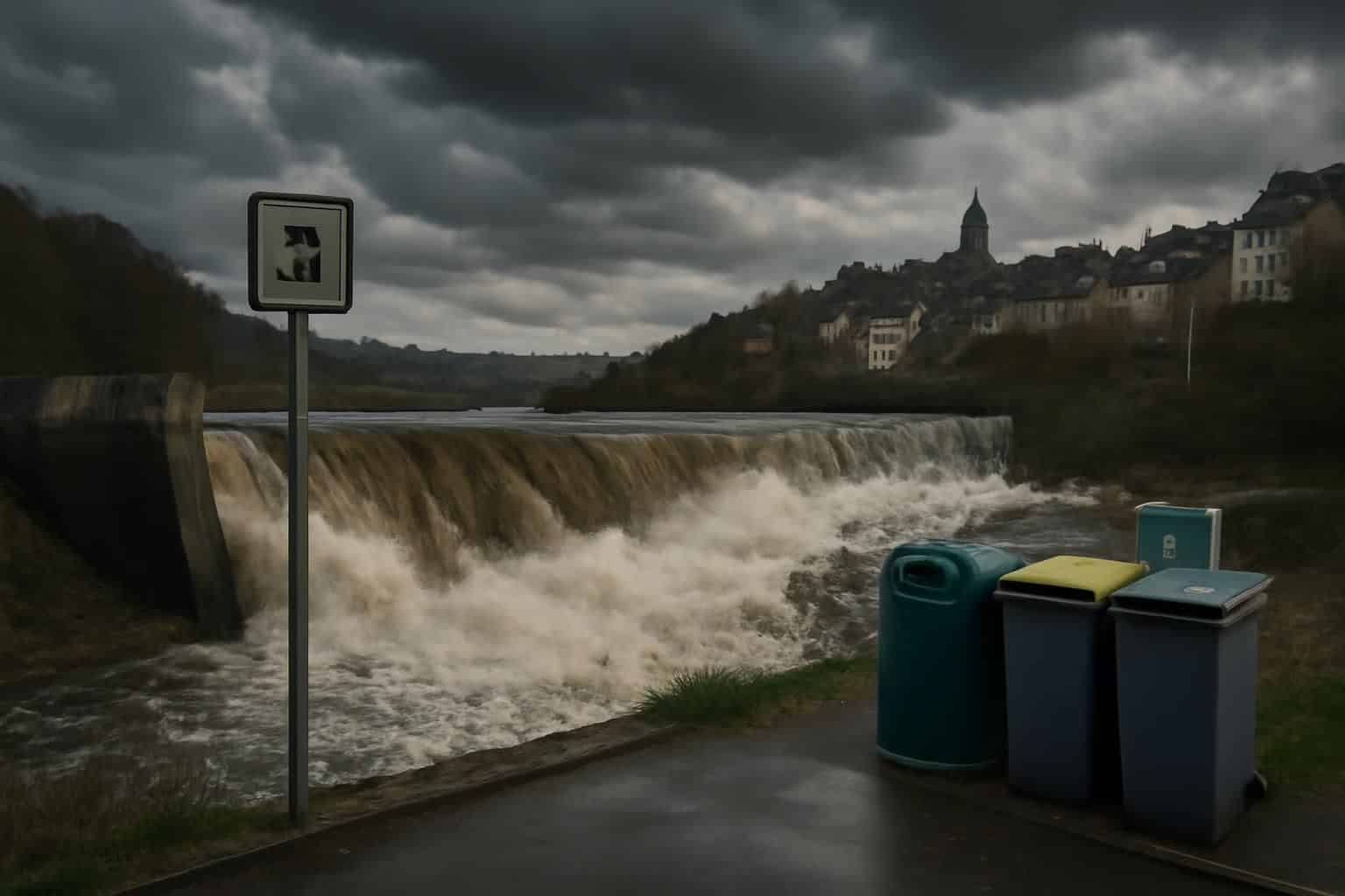 à saint-brieuc ce matin : hausse importante de la taxe sur les déchets, crue impressionnante au barrage du gouët et un ciel menaçant annonçant un temps incertain.