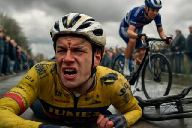 Omloop-Het-Nieuwsblad-Rick-Pluimers-raconte-sa-chute-spectaculaire-devant-Van-der-Poel-et-la-perte-de-deux-incisives-640x427 La carrière prometteuse de Félix Lebrun