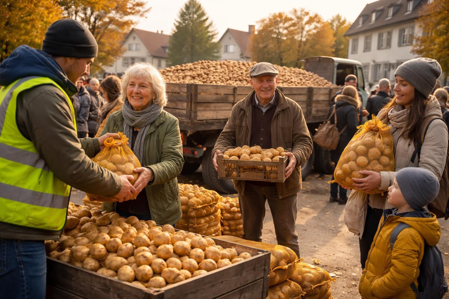 en allemagne, 4 000 tonnes de pommes de terre sont distribuées gratuitement aux populations dans le besoin pour lutter contre la précarité alimentaire.