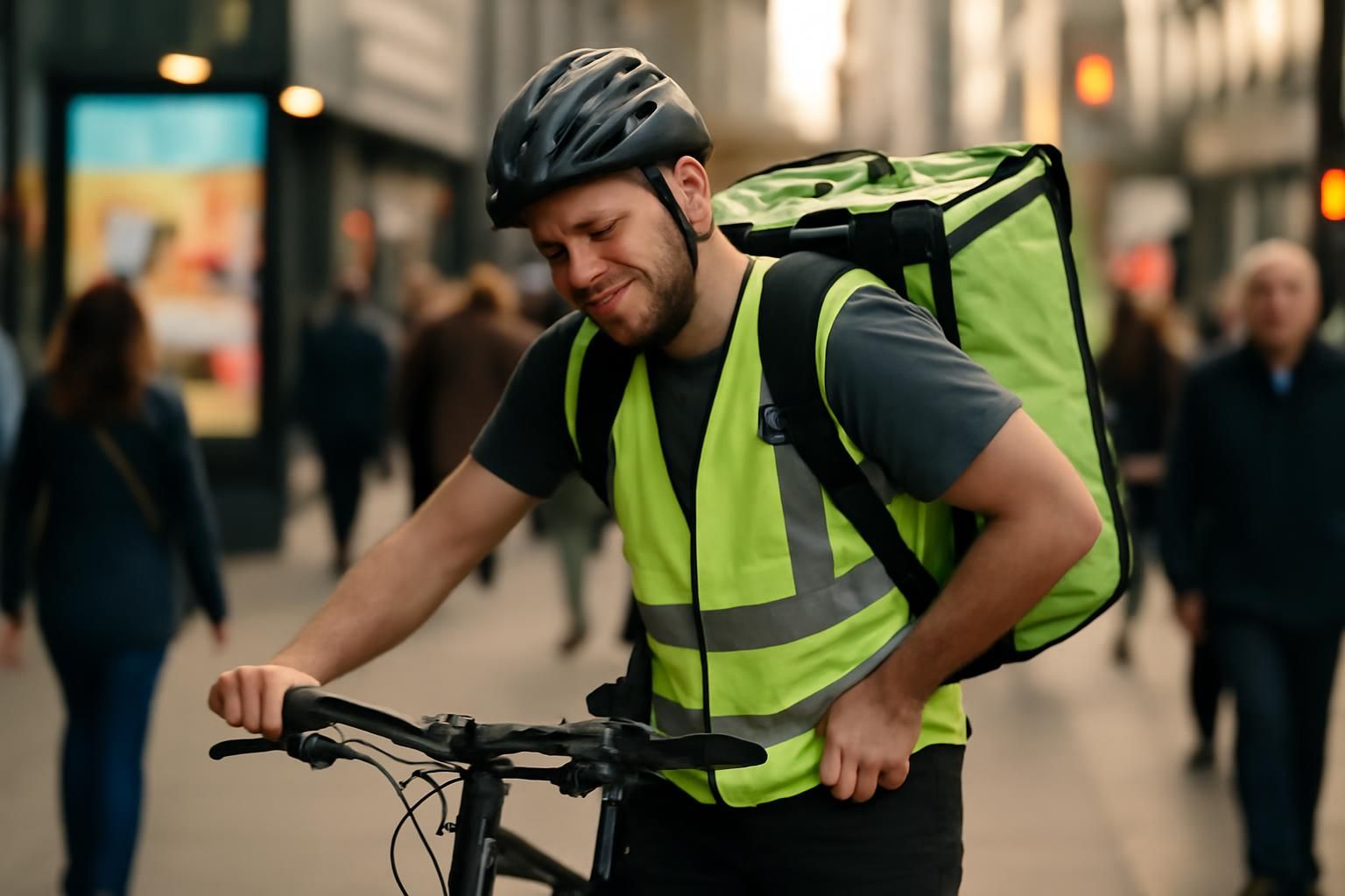 médecins du monde met en lumière les conditions de travail difficiles des livreurs à vélo : jusqu'à 63 heures par semaine pour un salaire de 1 480 euros brut, confrontés à la fois à des discriminations et à des douleurs musculaires.