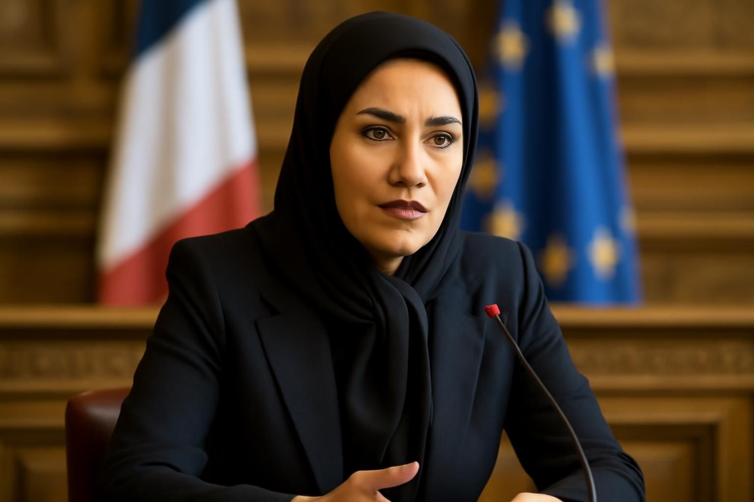 mona jafarian défend l'intervention en iran en dehors du droit international, en comparant cette action à celle menée au kosovo, lors d'une déclaration sur public sénat.