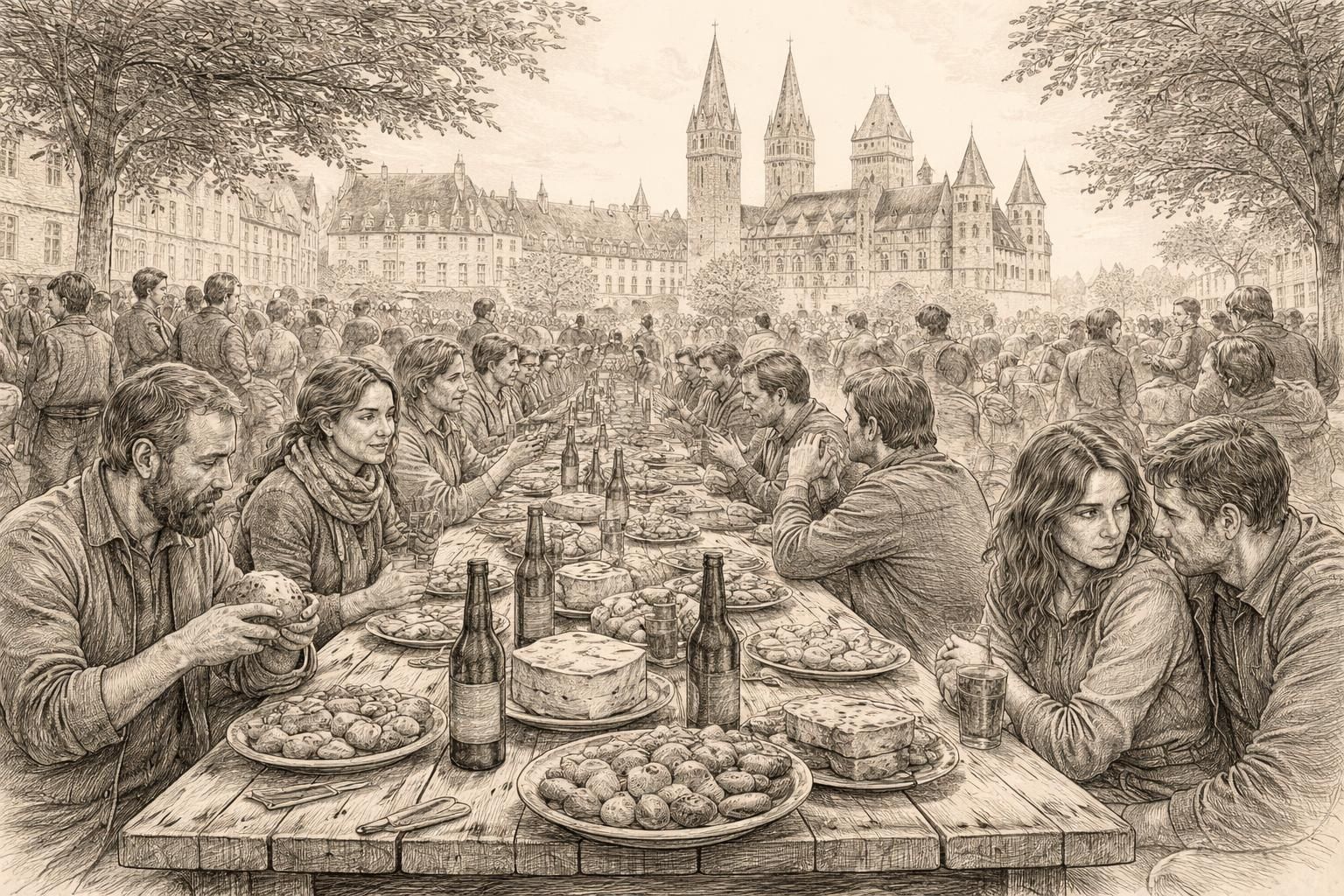 à caen, le 'banquet normand' réunit 4 000 convives malgré la polémique liée à pierre-edouard stérin, témoignant d'un événement populaire et convivial au cœur de la région normande.