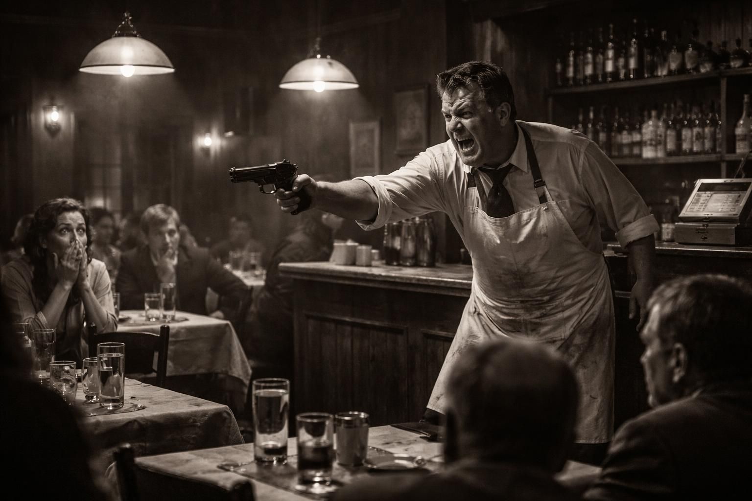 à esch, un restaurateur en colère menace ses clients et fait feu, déclenchant une situation dramatique avec des menaces de mort.