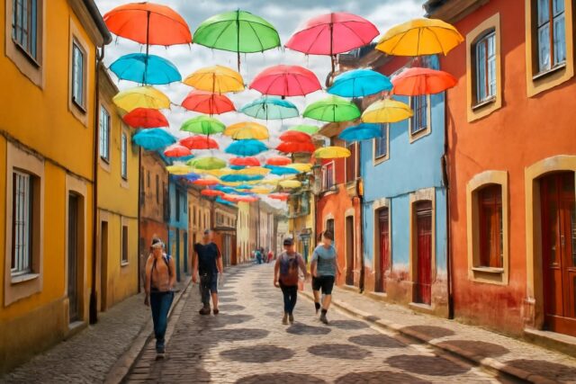 A-seulement-1-heure-de-Porto-cette-ville-portugaise-colore-ses-rues-avec-un-ciel-de-parapluies-suspendus-640x427 Tout savoir sur les vacances scolaires aux Pays Bas