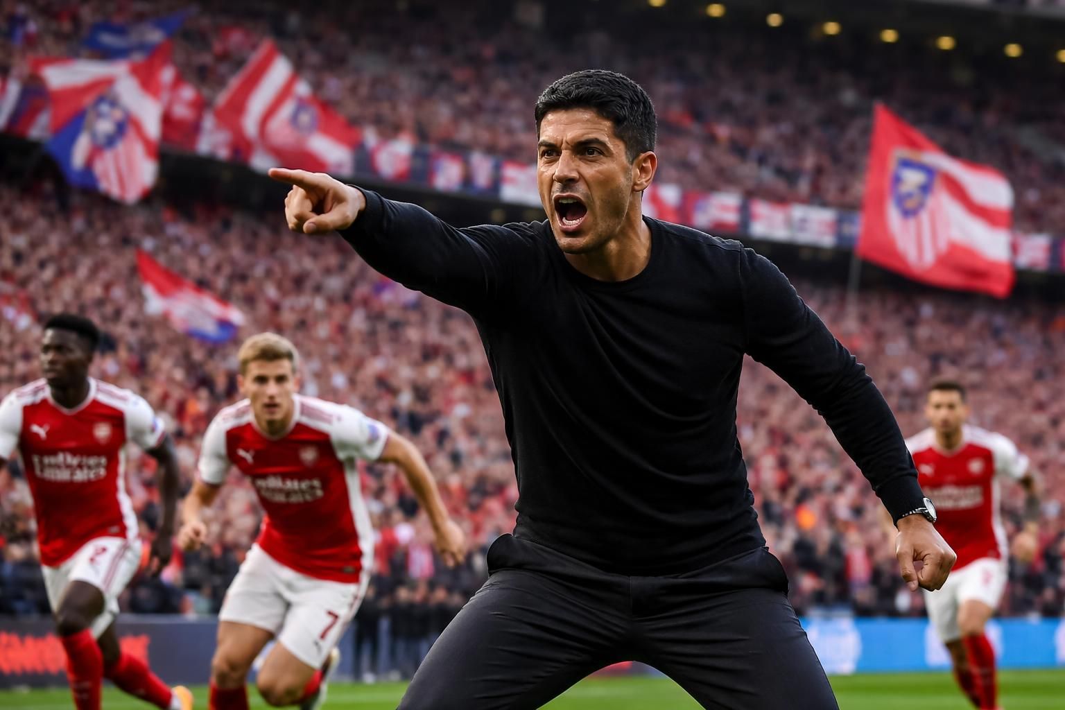 suivez le match atlético madrid - arsenal où mikel arteta encourage son équipe à déployer tout son potentiel pour dominer sur le terrain et remporter la victoire.