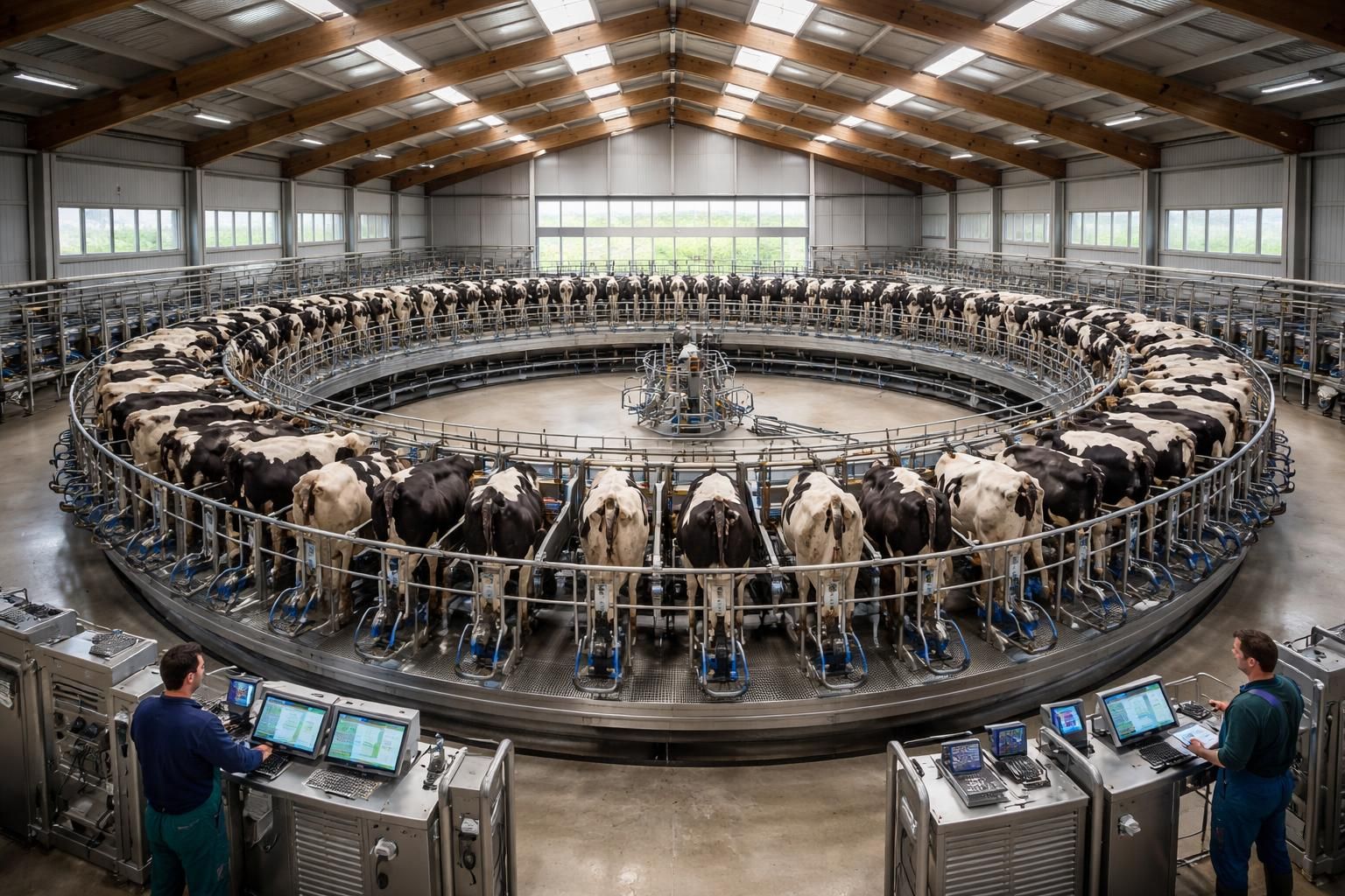 découvrez la salle de traite rotative innovante du gaec de la sablonnière en ille-et-vilaine, conçue pour le confort et l'efficacité de 310 vaches.