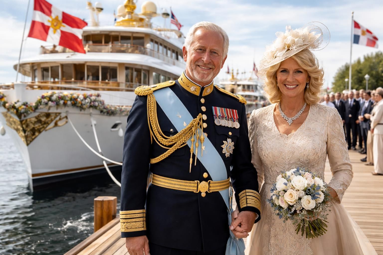 découvrez en images l'événement royal réunissant charles et camilla de bourbon des deux-siciles au danemark lors de la cérémonie d'intronisation du yacht, un moment d'élégance et de tradition.