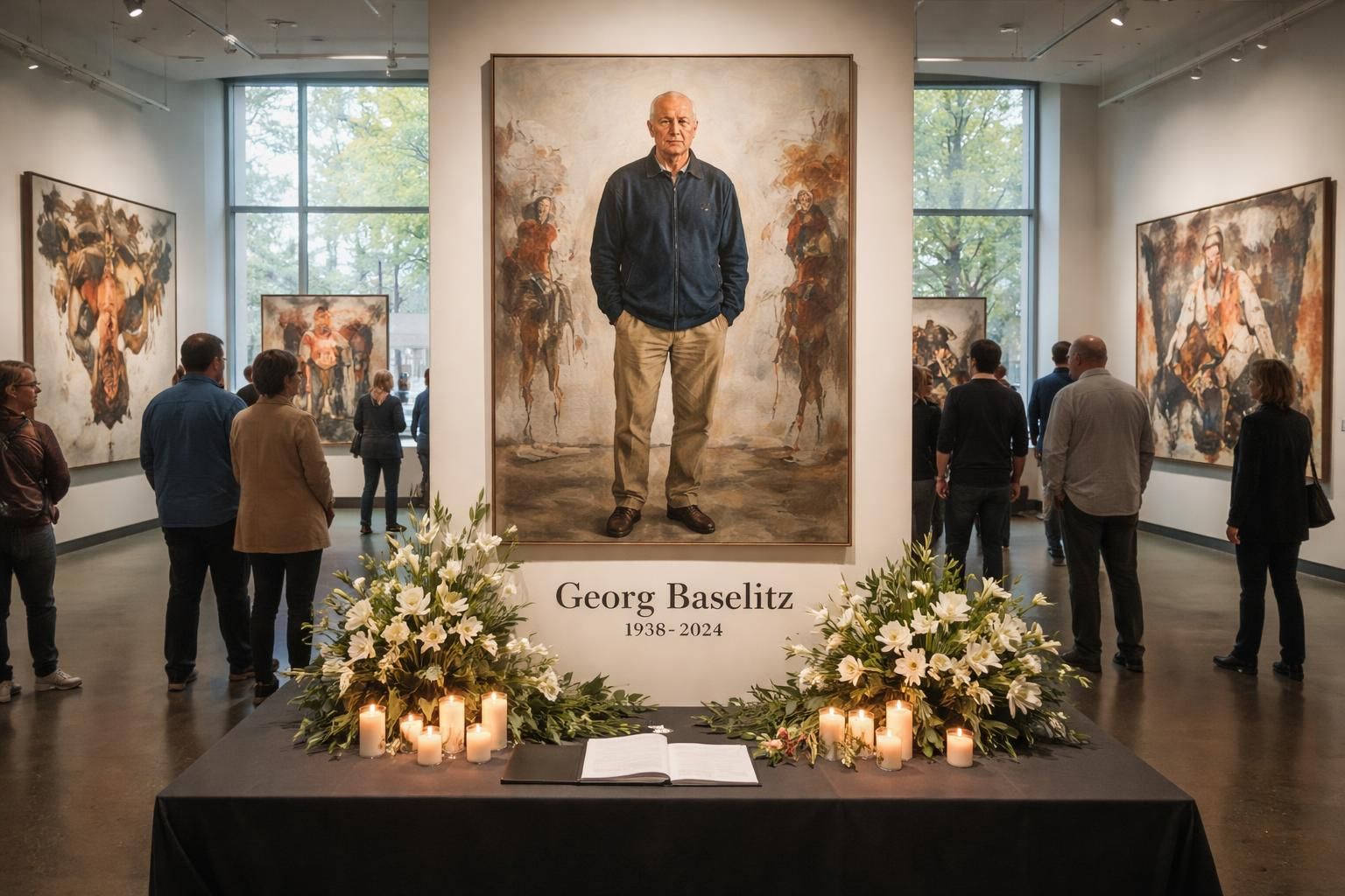 annonce du décès à 88 ans du peintre allemand georg baselitz, célèbre pour son influence majeure sur la scène artistique québécoise.