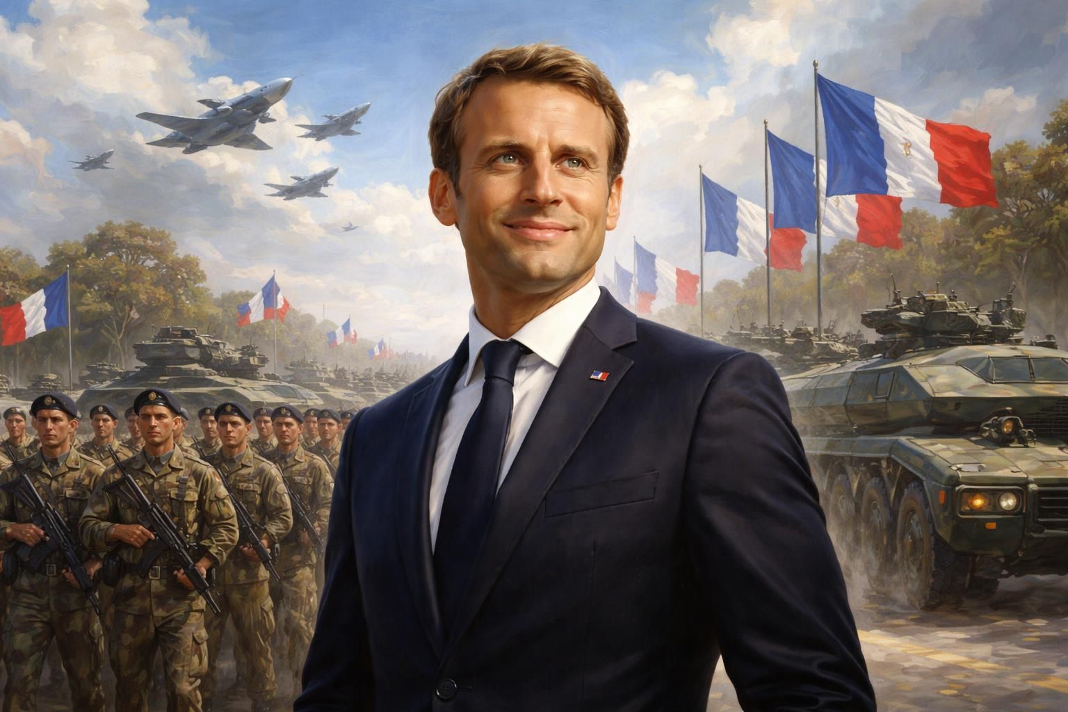 emmanuel macron célèbre les avancées significatives et la modernisation majeure de l'armée française au cours des dernières années.