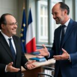 françois hollande et édouard philippe échangent avec courtoisie lors d'un débat sur la réforme des retraites, explorant différentes perspectives pour un avenir meilleur.