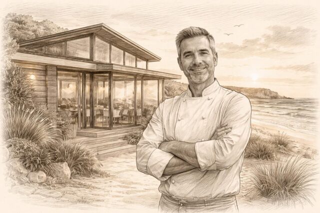 Frederic-Peneau-pret-a-inaugurer-son-restaurant-audacieux-pres-de-la-plage-du-Ris-a-Douarnenez-Je-realise-maintenant-a-quel-point-cetait-un-pari-fou--640x427 Ils quittent Paris pour reprendre un restaurant et décrochent une étoile Michelin en seulement neuf mois : une belle surprise !