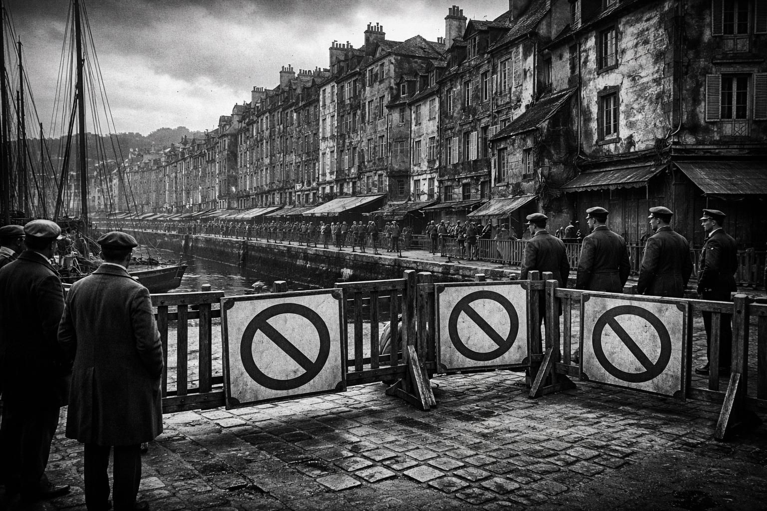 honfleur : fermeture des rues autour du port en raison du risque d'effondrement d'immeubles, mesures de sécurité en place pour protéger les habitants et visiteurs.