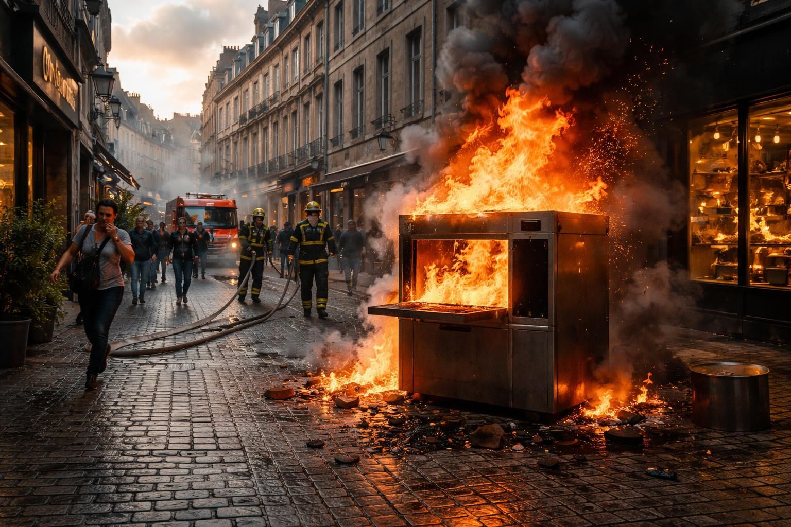 un incendie s'est déclaré en plein centre piétonnier de belfort, provoqué par un four en mode pyrolyse. découvrez les détails de cet accident et les mesures prises.