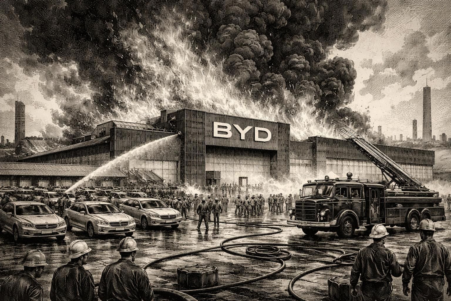 un incendie majeur s'est déclaré sur un site de byd, le géant chinois des véhicules électriques, impactant potentiellement la production et la chaîne d'approvisionnement.