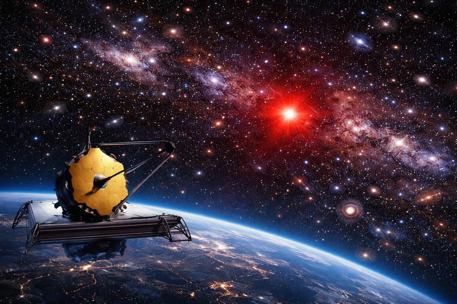 le télescope james webb a identifié un point rouge mystérieux parmi 4 500 galaxies, suggérant la possible découverte de la toute première « étoile trou noir » jamais observée.