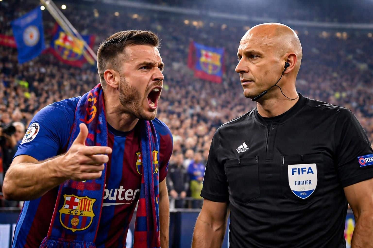 un supporter du barça exprime son ressentiment envers l'arbitre marciniak suite à la controverse lors du match face à l'inter, déclarant : « je ne t'ai toujours pas pardonné ».