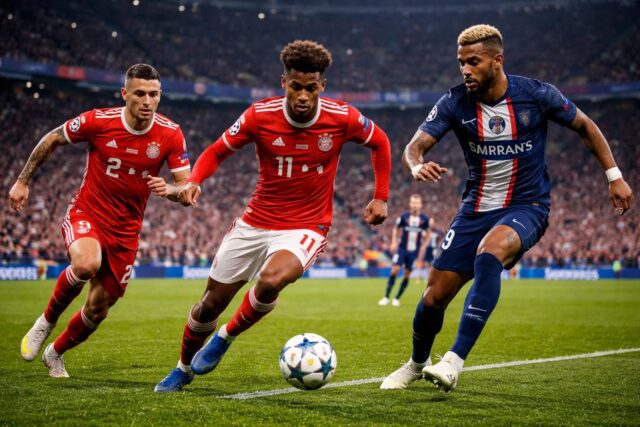 LDC-UEFA-PSG-vs-Bayern-Munich-Hernandez-Coman-Choupo-Moting…-Zoom-sur-les-joueurs-ayant-porte-les-deux-maillots-AfricaFootUnited-640x427 CAN 2025 : Walid Regragi affirme avec assurance la participation d’Achraf Hakimi : « Il jouera, c’est une certitude » - Ouest-France