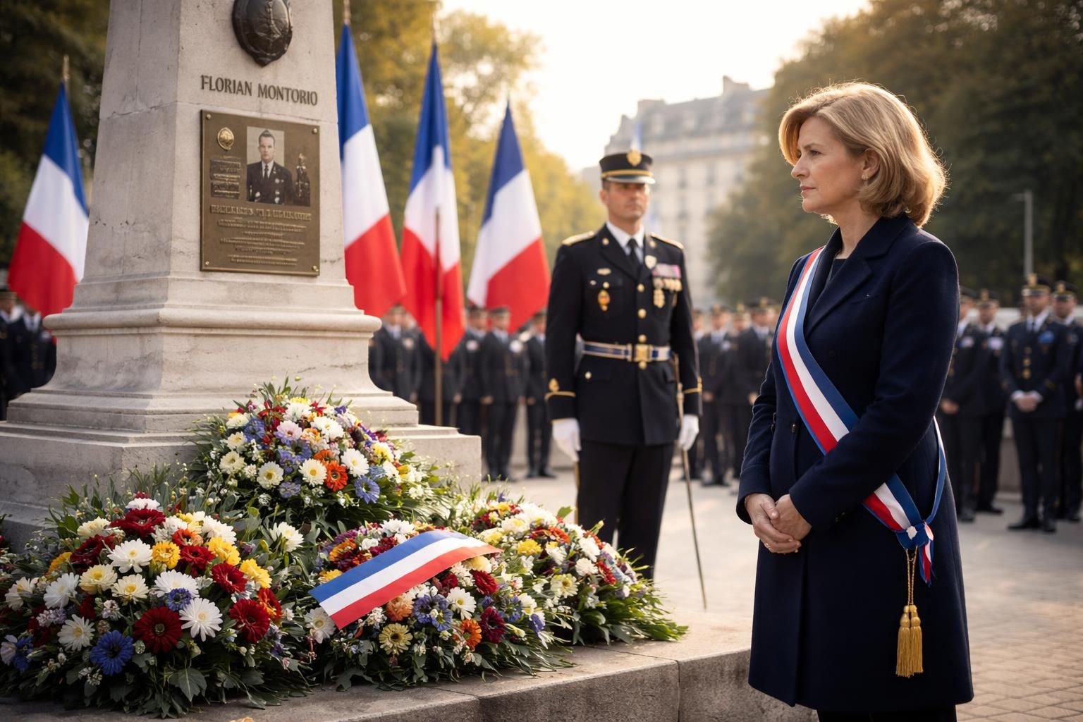 la ministre des armées rend un hommage solennel à l’adjudant florian montorio, héros tombé au service de la france, célébrant son courage et son dévouement.