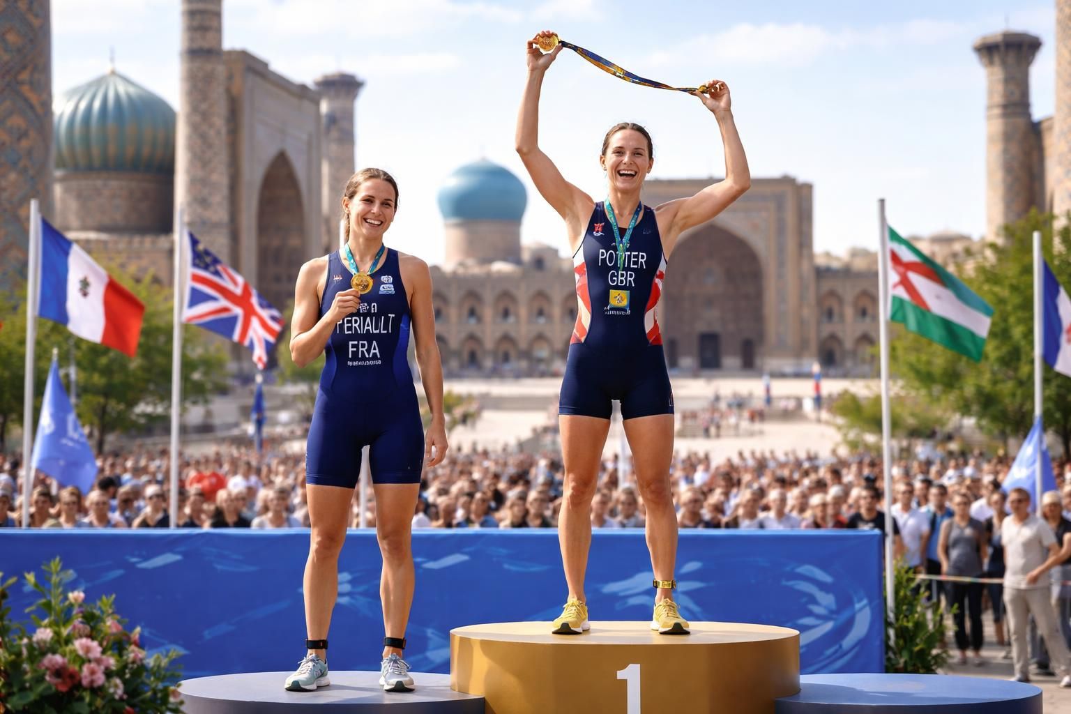 léonie périault s'impose en deuxième position à la wtcs de samarcande, devancée uniquement par beth potter, dans une performance remarquable relayée par l'équipe.