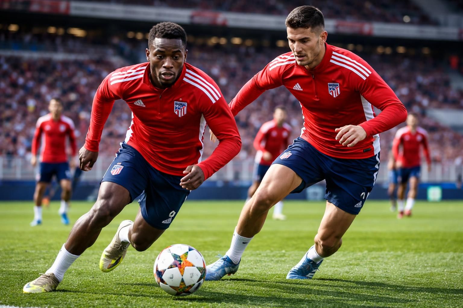 ligue des champions : lookman et hancko de l'atlético madrid reprennent l'entraînement en préparation du match crucial contre arsenal. suivez toutes les actus sur africafootunited.