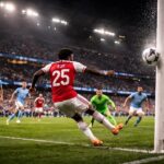 suivez le match en direct entre manchester city et arsenal (1-1) avec un moment fort : eze touche le poteau. toutes les actions et analyses sur africafootunited.