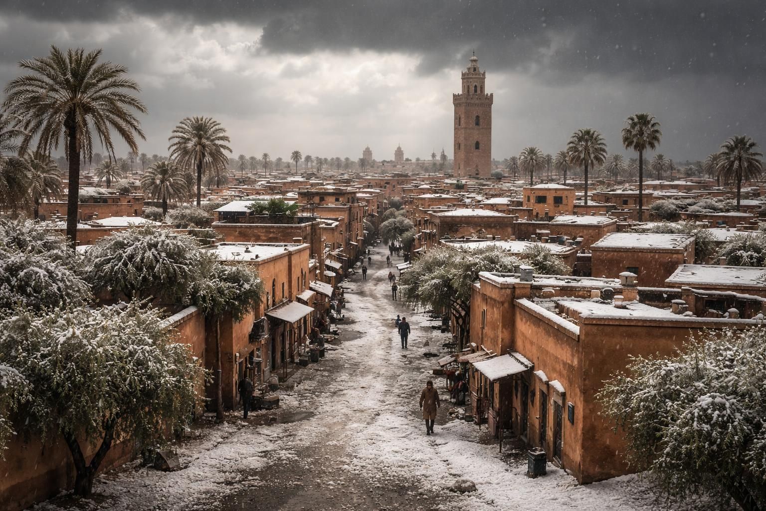 découvrez marrakech comme vous ne l'avez jamais vue : la ville recouverte d'un manteau blanc après de violentes chutes de grêle, un phénomène rare évoqué par جريدة تيليغراف المغربية.