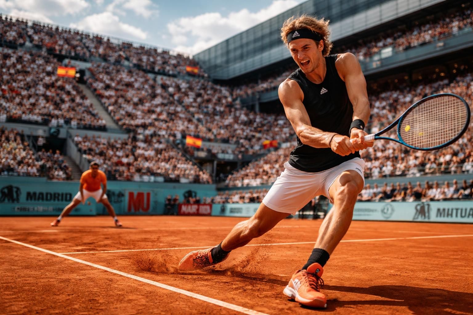 alexander zverev s'impose face à terence atmane au masters 1000 de madrid et se qualifie pour les huitièmes de finale dans un match intense.