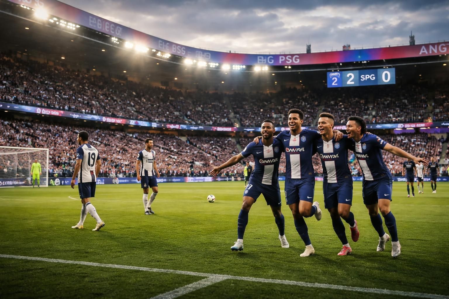 à la mi-temps, le psg domine angers avec un avantage de 2-0, creusant l'écart dans ce match intense.