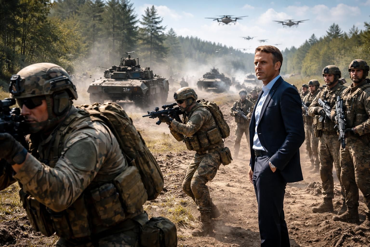 suivez emmanuel macron lors de l'exercice militaire de haute intensité orion 26, une démonstration stratégique et tactique majeure ce jeudi.