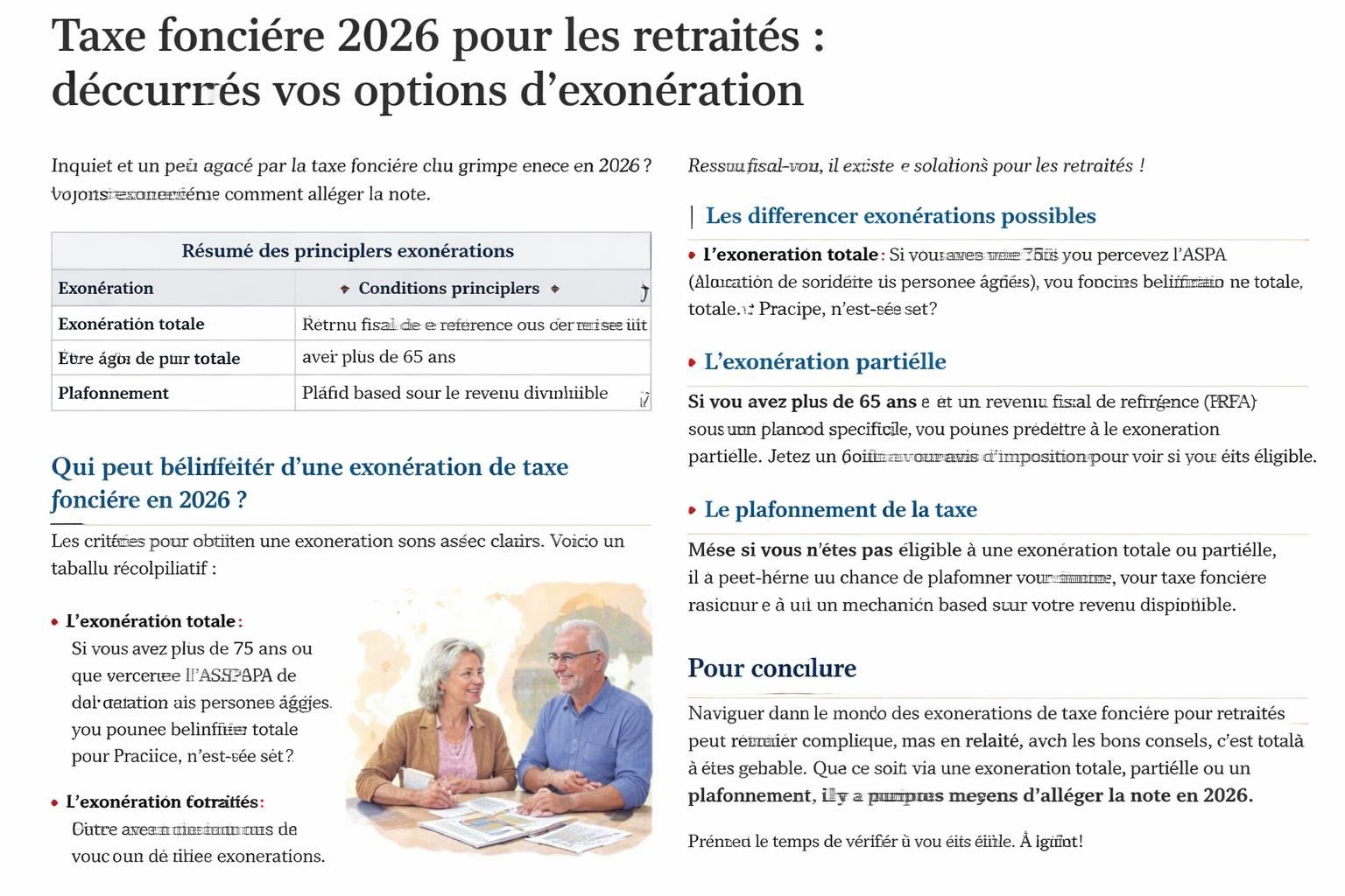 découvrez les options d’exonération de la taxe foncière 2026 pour les retraités et comment alléger votre charge fiscale grâce à nos conseils pratiques.
