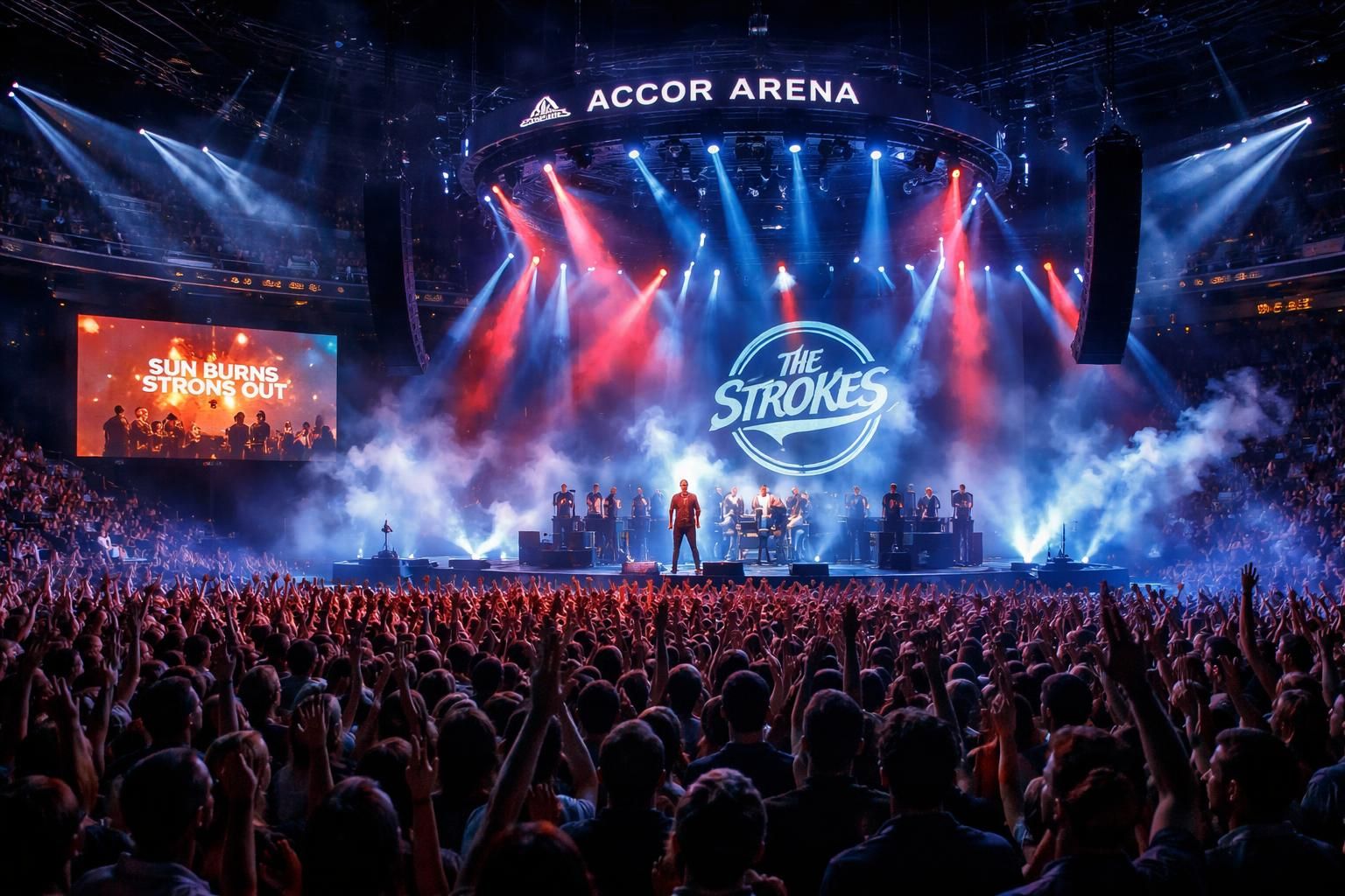assistez au concert électrisant des strokes en live à l'accor arena de paris le 22 octobre 2026, avec sun burns out en première partie pour une soirée inoubliable.