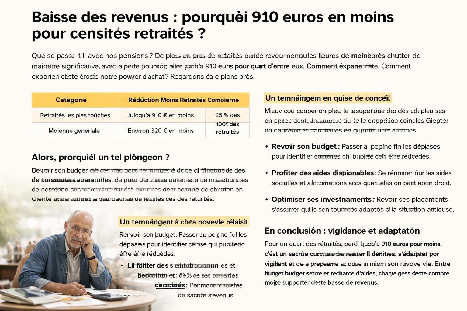 découvrez comment une voie professionnelle spécifique peut réduire les revenus mensuels des retraités jusqu'à 910 euros et pourquoi un retraité sur quatre est concerné.