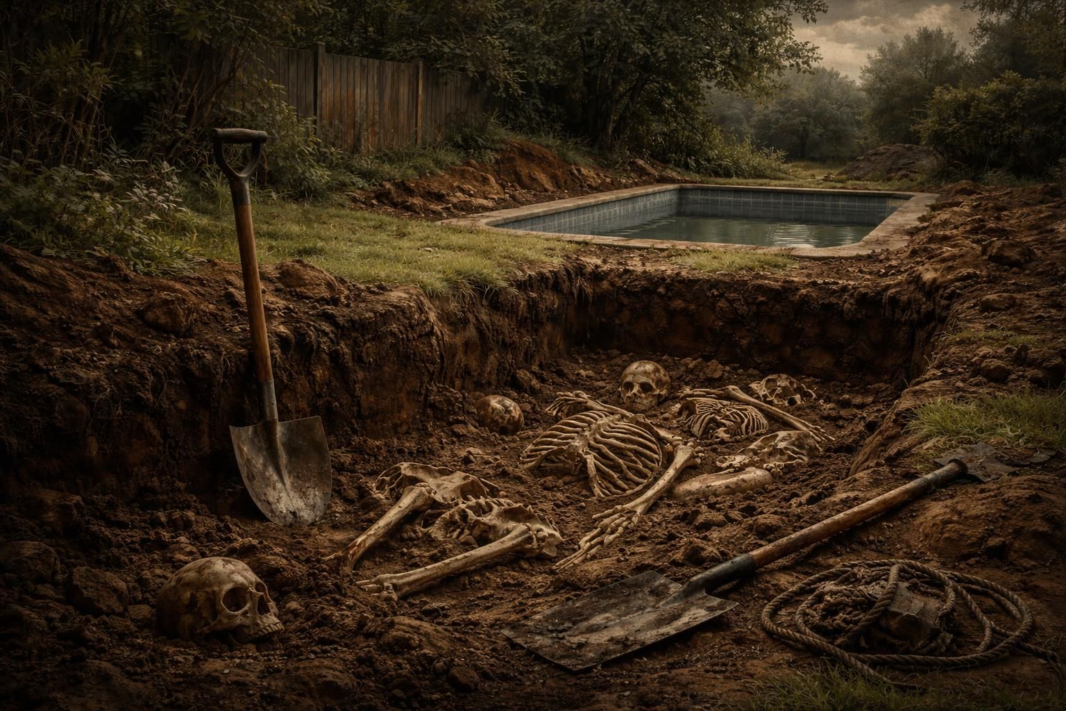 des ossements humains ont été découverts dans un jardin lors de travaux pour une piscine, provoquant une enquête macabre au cœur de l'aveyron.