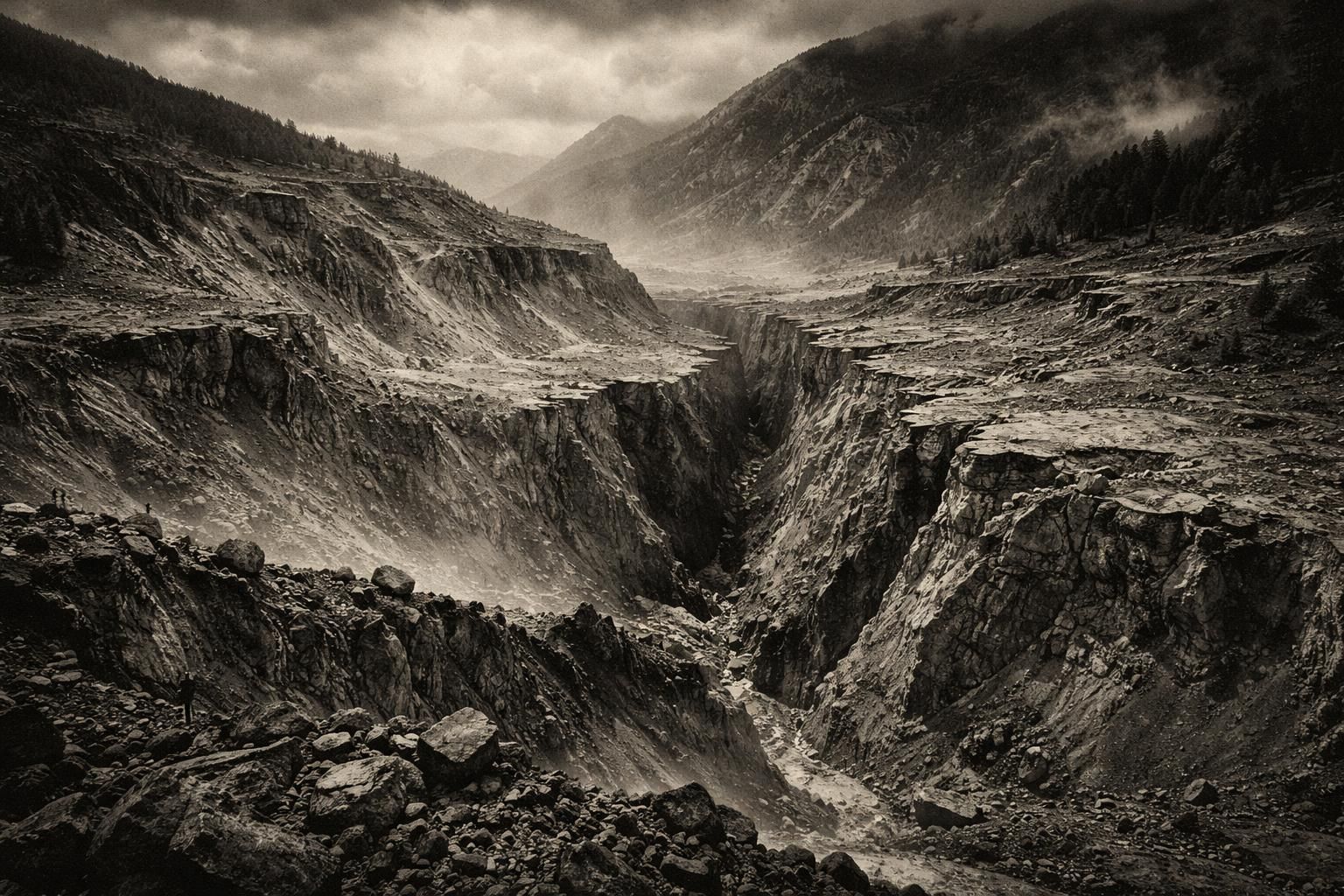 découvrez les images impressionnantes du plus vaste glissement de terrain en europe, une fissure colossale capturée par tf1 info.