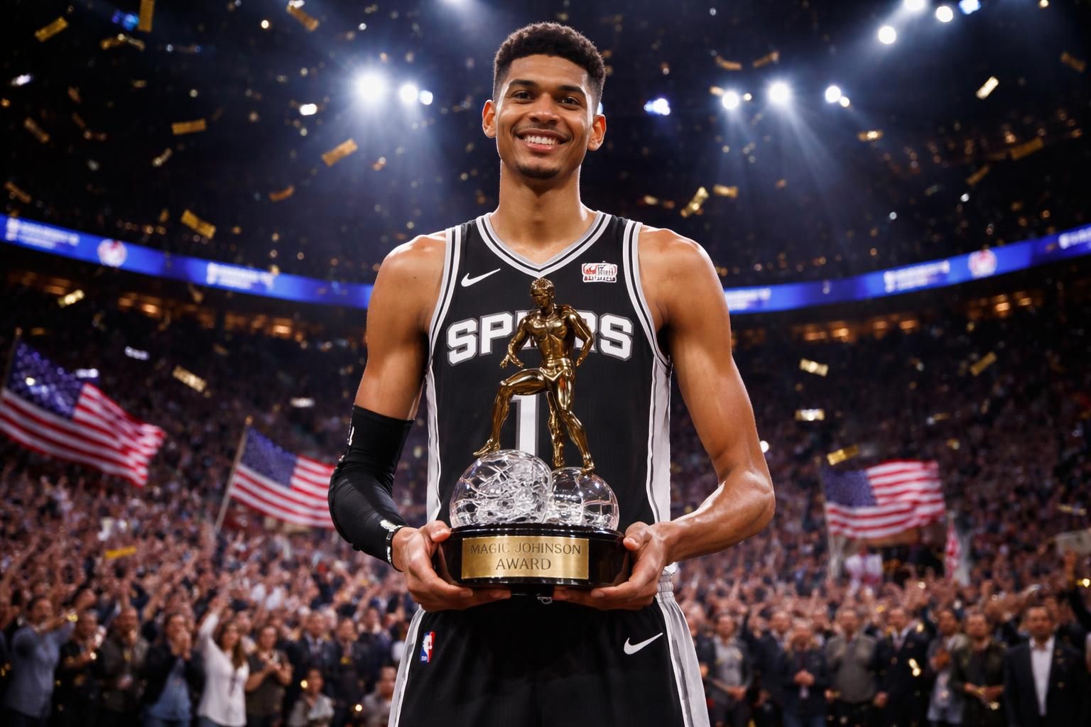 victor wembanyama remporte son premier trophée majeur, le prestigieux « magic johnson award », une reconnaissance exceptionnelle dans le basket-ball aux états-unis.